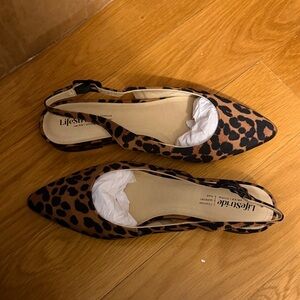 Life Stride Leopard Print Slingback Flats